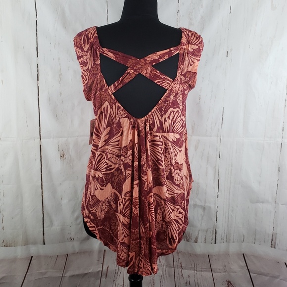 Free People Sugar Cane Criss Cross Tank Sz L NWT - Picture 2 of 8